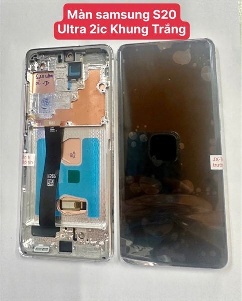 Màn Hình Samsung S20 Ultra / G988 - 2ic/ OLED- Khung - Phôi To (cong) - Trắng