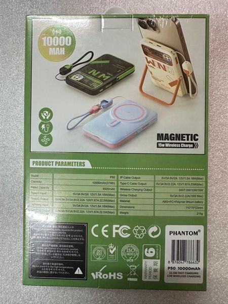 Pin Dự Phòng PHANTOM P50 Sạc Nhanh 22.5w - Không Dây - 10000mAh