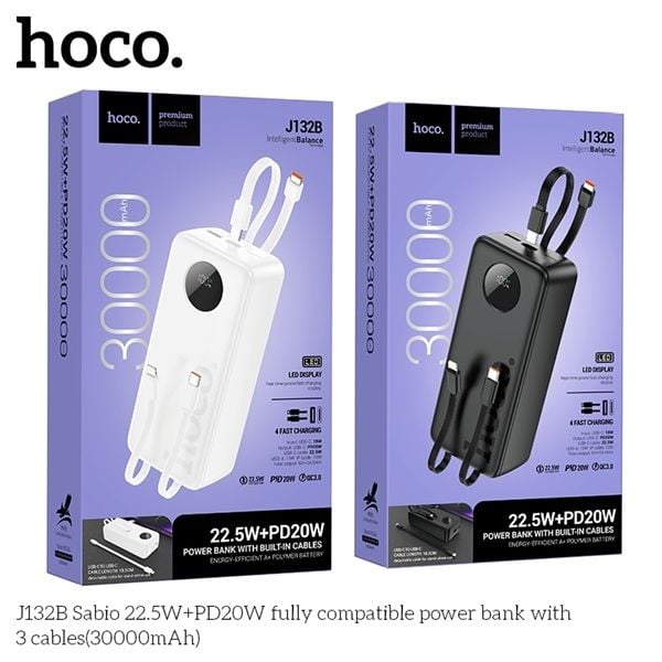 Pin Dự Phòng 10000mAh - Hoco J132 - Sạc Nhanh 22.5W - kèm dây