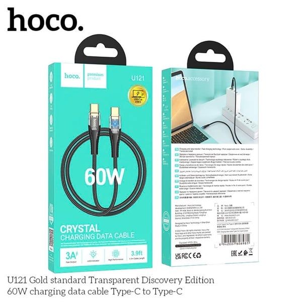 Cáp Sạc C2C - Hoco U121 - dây dù 1.2m - 60W (Sợi) - (sl10-3/20-5)