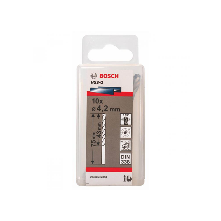 Mũi khoan sắt BOSCH HSS-G 4.2MM (10 mũi)