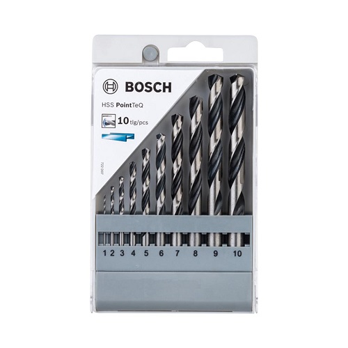 Mũi khoan sắt BOSCH HSS (10 mũi,1-10MM)