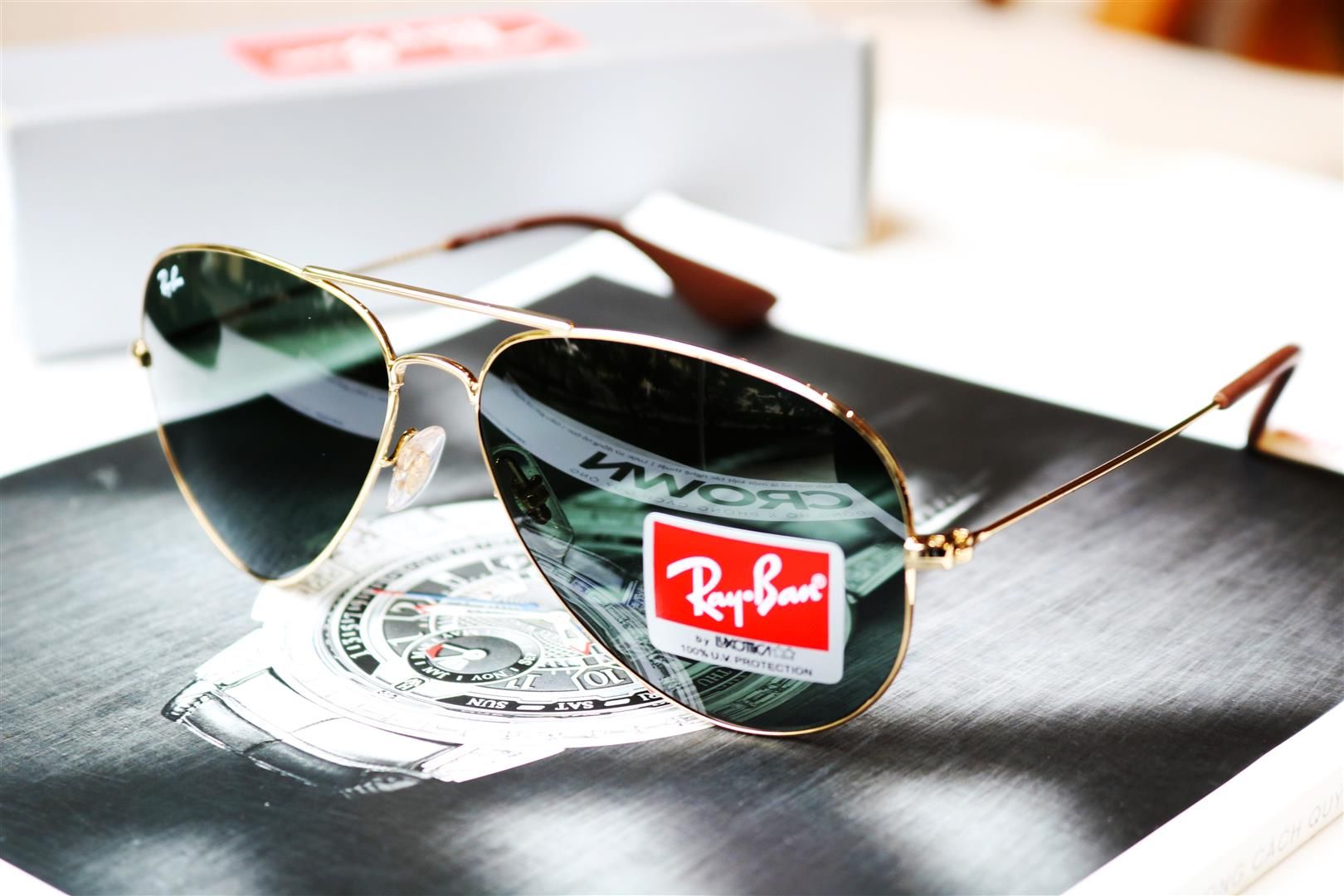 Mắt Kính Ray-Ban Green Classic Aviator Sunglasses RB3558 001/71 58 –  mhwatchvn