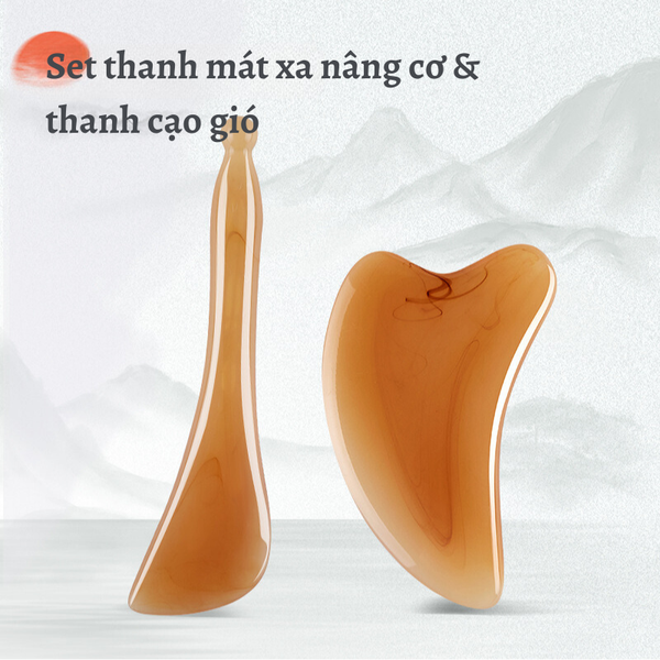 Set bộ 2 dụng cụ mát xa làm đẹp nâng cơ mặt ngăn ngừa nếp nhăn nâng mũi đa năng