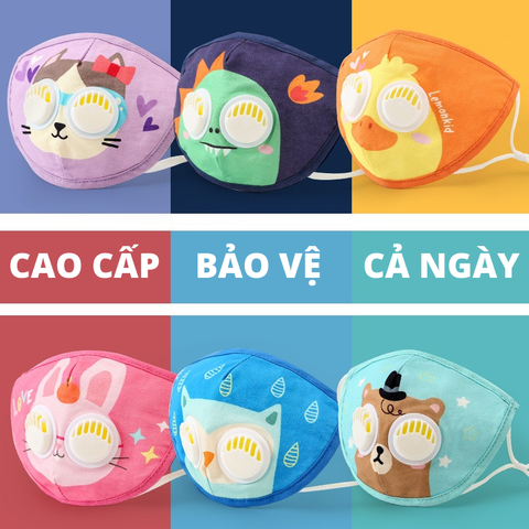 [3-10 tuổi] Set 2 cái khẩu trang vải Lemonkid® tiện lợi tái sử dụng cho bé trai bé gái