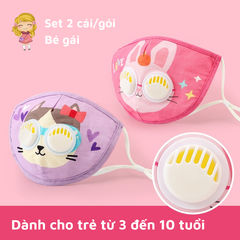 [3-10 tuổi] Set 2 cái khẩu trang vải Lemonkid® tiện lợi tái sử dụng cho bé trai bé gái
