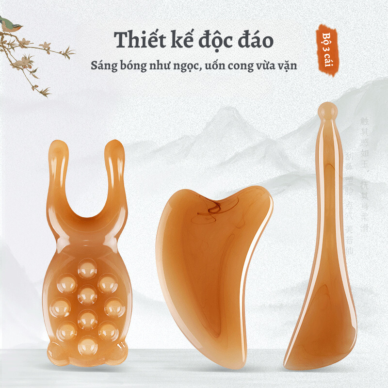Set bộ 3 dụng cụ mát xa làm đẹp nâng cơ mặt chống nhăn nâng mũi