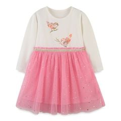 [2-8 tuổi] Váy đầm xuân thu bé gái chất liệu 100% cotton phối ren phong cách tiểu thư