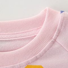 [2-8 tuổi] Áo nỉ Xuân Thu bé trai bé gái chất cotton cao cấp AOSTA BETTY họa tiết khủng long - Màu hồng