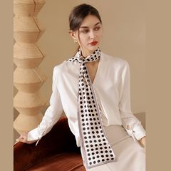 Khăn lụa nữ dài 15*150cm mùa xuân khăn băng đô trang trí túi xách cột tóc cao cấp