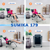  Ghế xếp thư giãn Sumika 179, lưới đen, khung xám 