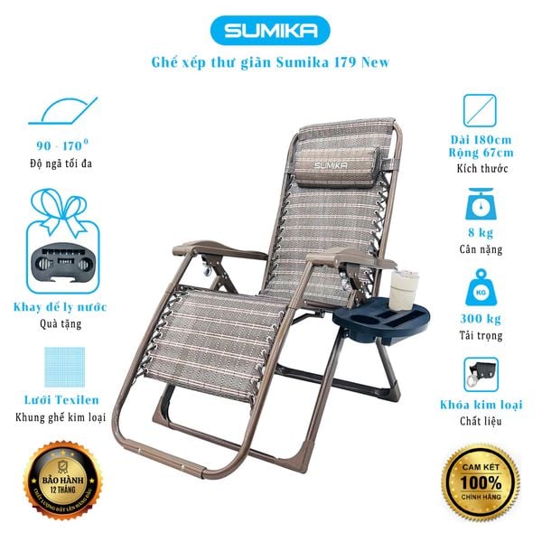  Ghế xếp thư giãn Sumika 179 NEW, tải trọng 300kg 