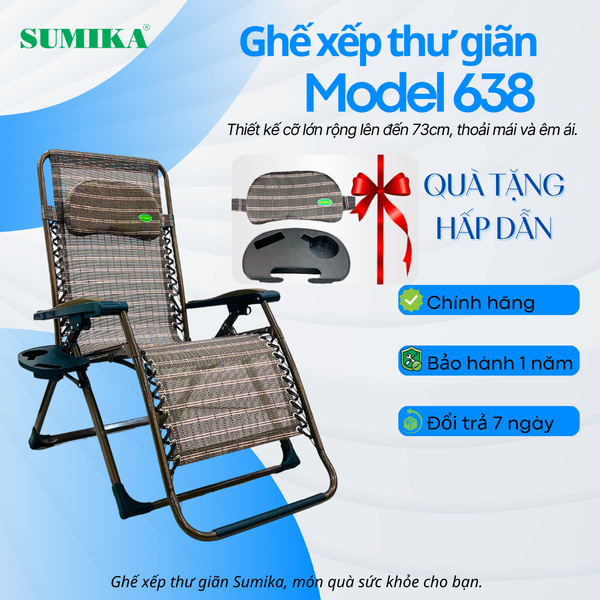  Ghế xếp thư giãn SUMIKA 638, bề rộng 73cm, tải trọng 300kg 