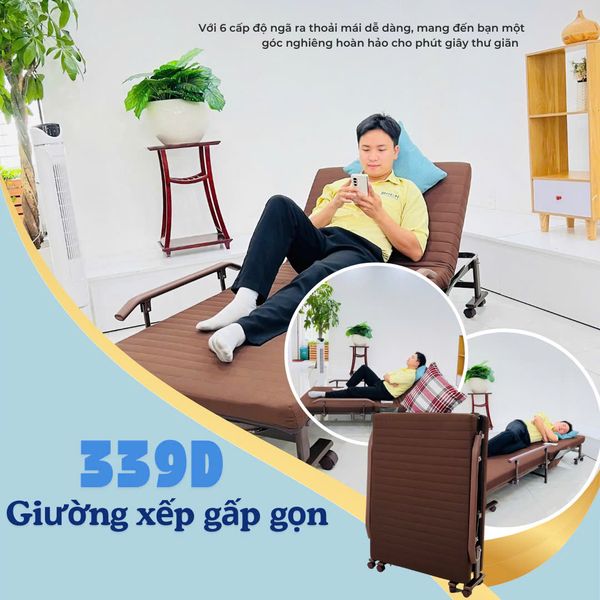  Giường nệm xếp gọn SUMIKA 339D, chiều rộng 80cm 