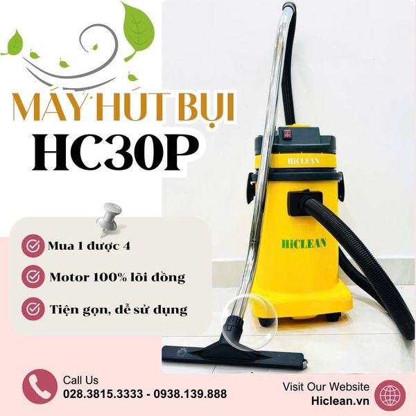  Máy hút bụi công nghiệp HiClean HC30P, công suất 1500W 