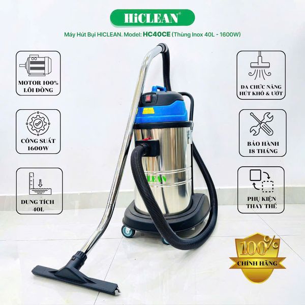  Máy hút bụi công nghiệp HiClean HC 40CE, công suất 1800W 