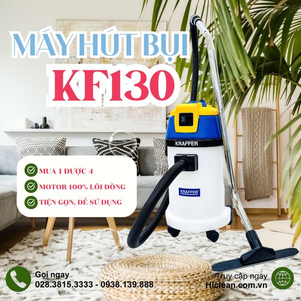  Máy hút bụi Kraffer KF130, thùng chứa 30L, công suất 1800W 