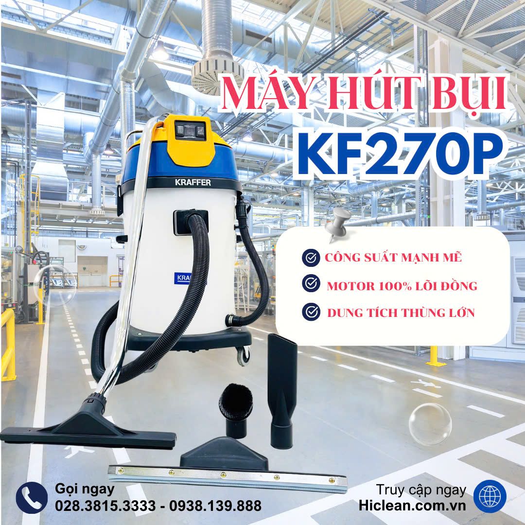  Máy hút bụi công nghiệp Kraffer KF270P, công suất 3200W 