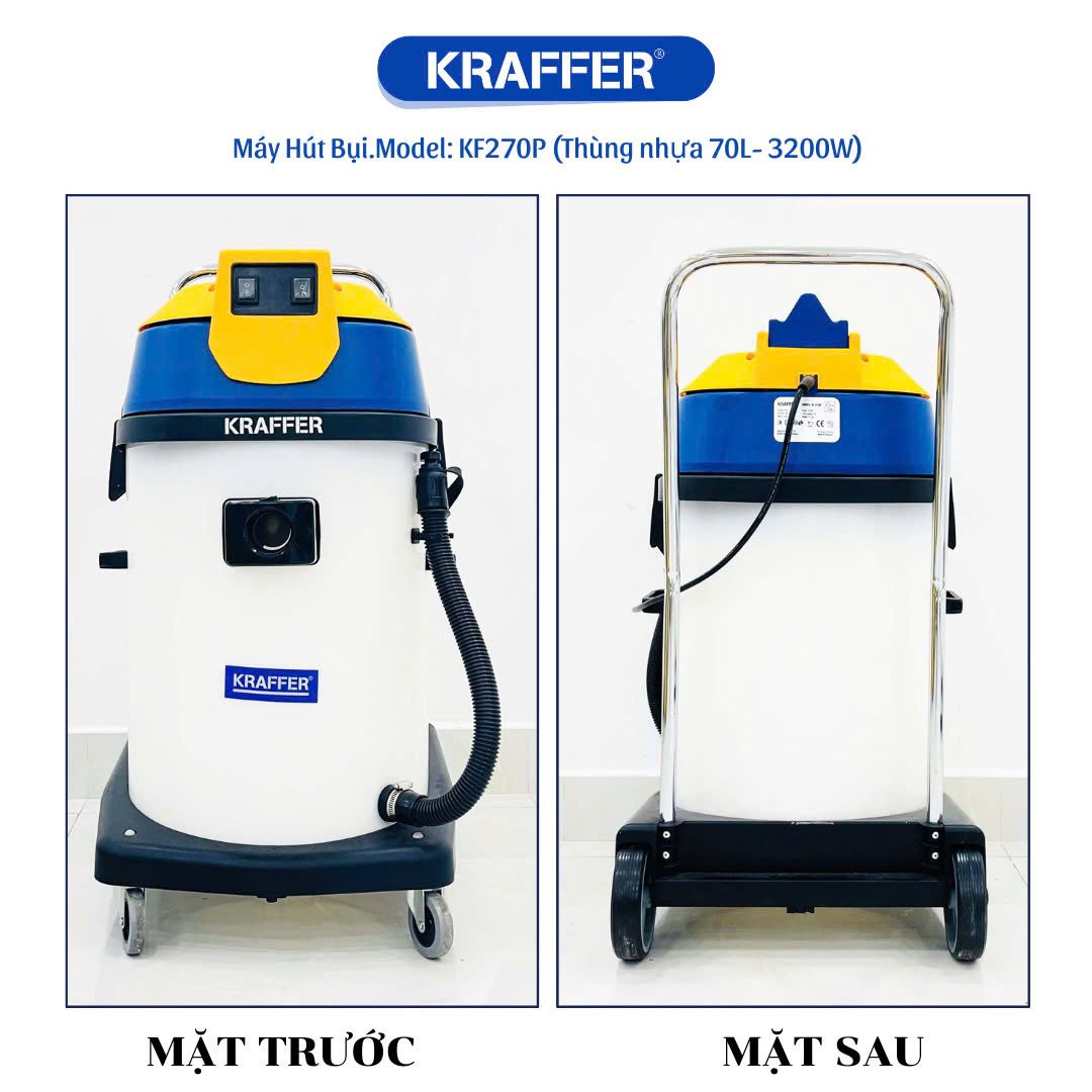  Máy hút bụi công nghiệp Kraffer KF270P, công suất 3200W 