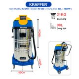  Máy hút bụi công nghiệp Kraffer KF380, công suất 3800W 