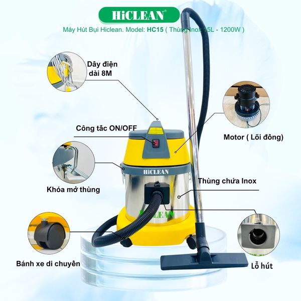  Máy hút bụi công nghiệp HiClean HC15 