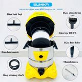  Máy hút bụi gia đình Sumika K20, công suất 1600W, thùng chứa 20L 