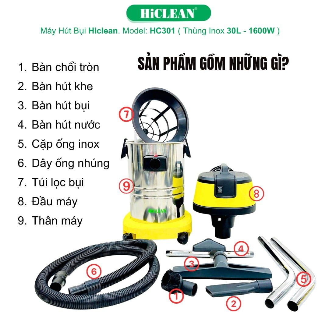  Máy hút bụi hút nước HiClean HC 301 