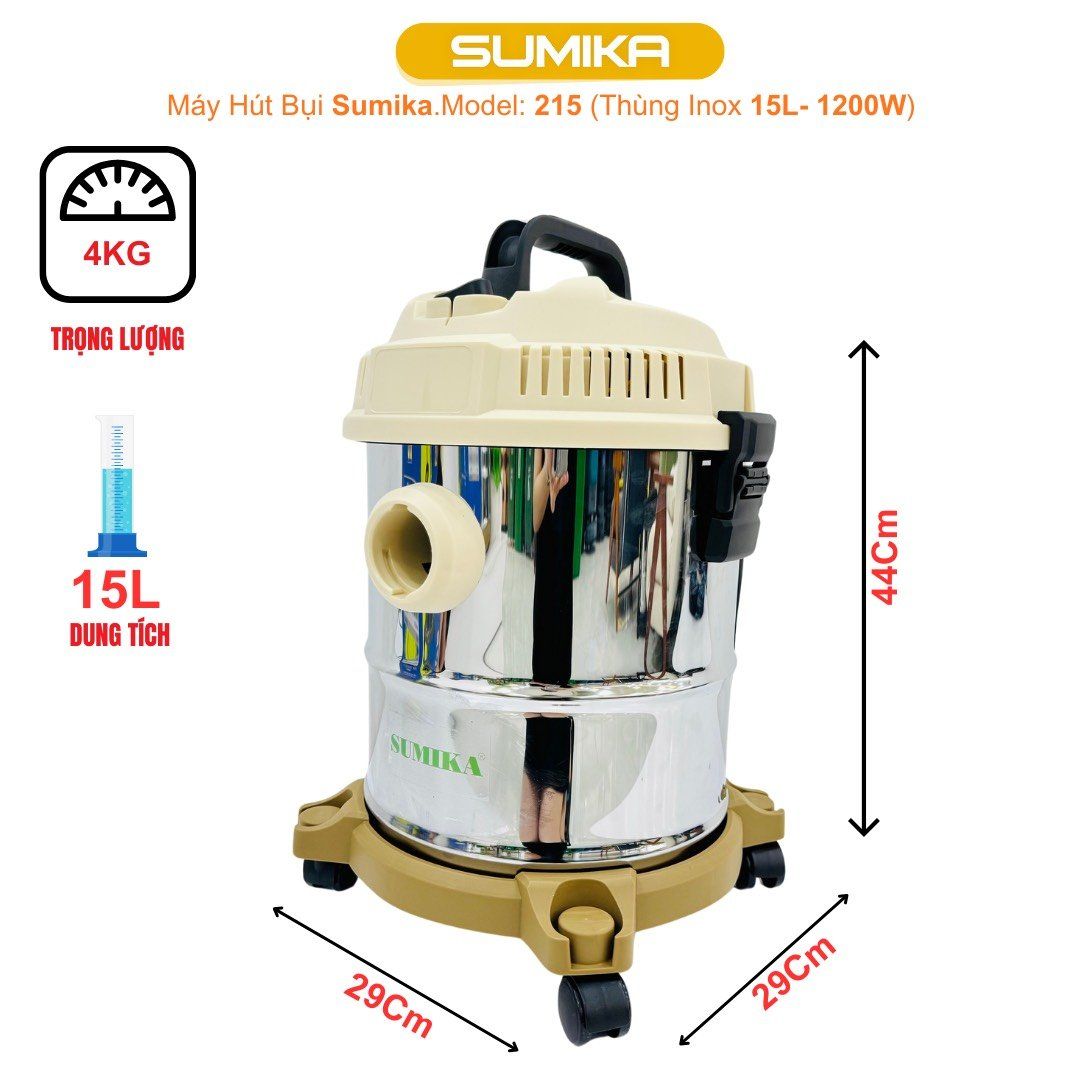  Máy hút bụi gia đình Sumika 215, 1200W, thùng chứa 15L 