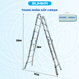  Thang nhôm gấp 4 đoạn SUMIKA SK604, chữ A cao 2.35m, chữ I cao 4.7m 
