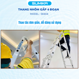  Thang nhôm gấp 4 đoạn SUMIKA SK604, chữ A cao 2.35m, chữ I cao 4.7m 