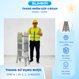  Thang nhôm gấp 4 đoạn SUMIKA SK604, chữ A cao 2.35m, chữ I cao 4.7m 