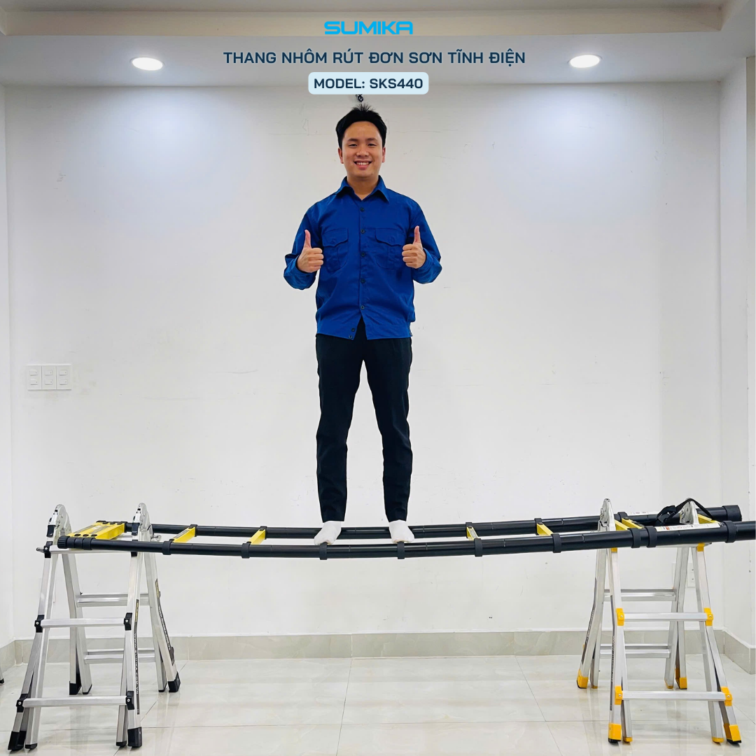  Thang nhôm rút đơn Sumika SKS440, sơn tĩnh điện, chiều cao 4.4m 