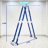  Thang inox gấp 4 đoạn Sumika SKS604, chữ A cao 2.35m 