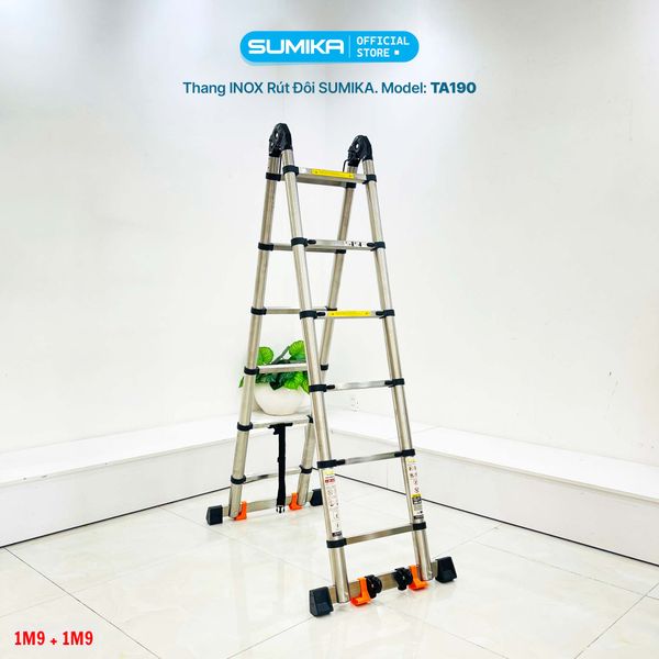  Thang Inox rút chữ A SUMIKA TA190, chiều cao 1.9M 