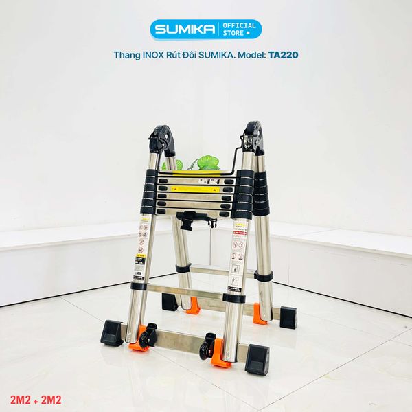  Thang Inox rút chữ A SUMIKA TA220, chiều cao 2.2M 