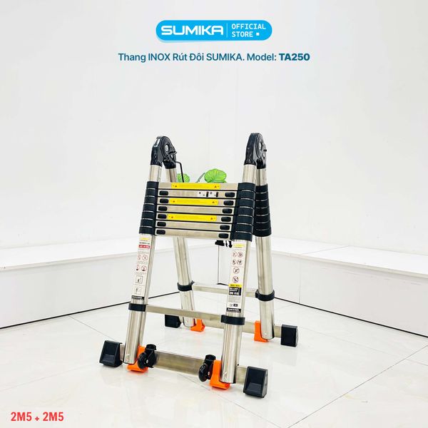  Thang Inox rút chữ A SUMIKA TA250, chiều cao 2.5M 