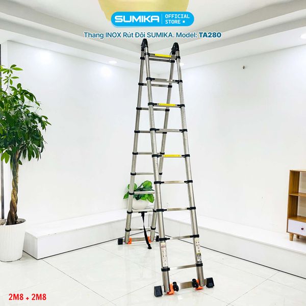  Thang Inox rút chữ A SUMIKA TA280, chiều cao 2.8M 