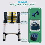  Thang rút inox SUMIKA T320, đai đen, chiều cao 3.2m 