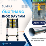  Thang rút inox SUMIKA T380, đai đen, chiều cao 3.8m 