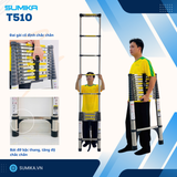  Thang rút inox SUMIKA T510, đai đen, chiều cao 5.1m 