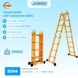  Thang nhôm gấp 4 đoạn JUMBO B304, chữ A cao 2.35m 