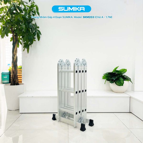  Thang nhôm gấp 4 đoạn Sumika SKM203, chữ A cao 1.7m 