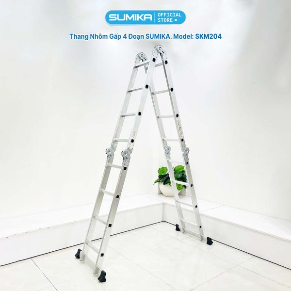  Thang nhôm gấp 4 đoạn Sumika SKM204, chữ A cao 2.35m 