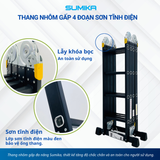  Thang nhôm gấp 4 đoạn Sumika SKM204 NEW, chữ A cao 2.26m, chữ I cao 4.7m 