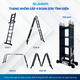  Thang nhôm gấp 4 đoạn Sumika SKM204 NEW, chữ A cao 2.26m, chữ I cao 4.7m 