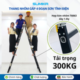  Thang nhôm gấp 4 đoạn Sumika SKM204 NEW, chữ A cao 2.26m, chữ I cao 4.7m 