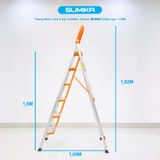  Thang nhôm ghế 6 bậc SUMIKA SK306, chiều cao 1.5m, tải trọng 150kg 