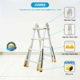  Thang nhôm rút lồng JUMBO A404, chữ A cao nhất 1.9m 