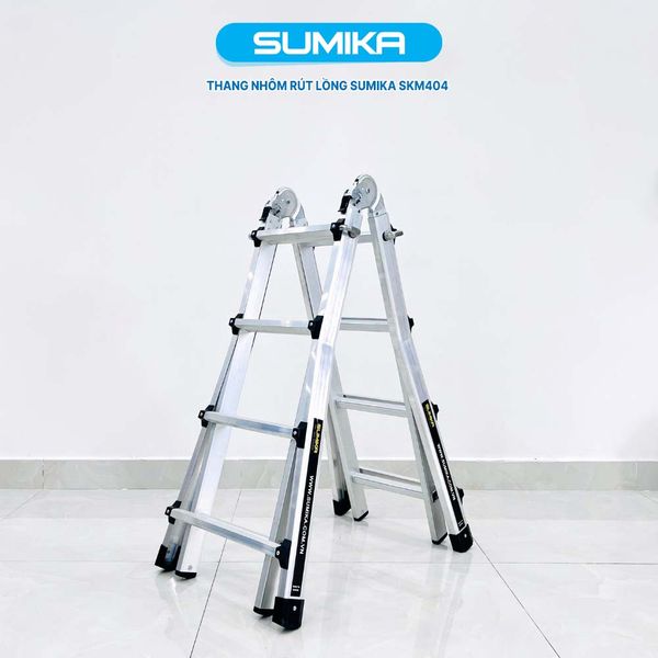 Thang nhôm rút lồng chữ A SUMIKA SKM404, chữ A cao 2m 