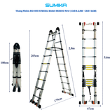  Thang nhôm rút đôi SUMIKA SK560D NEW, chữ A cao 2.8M 